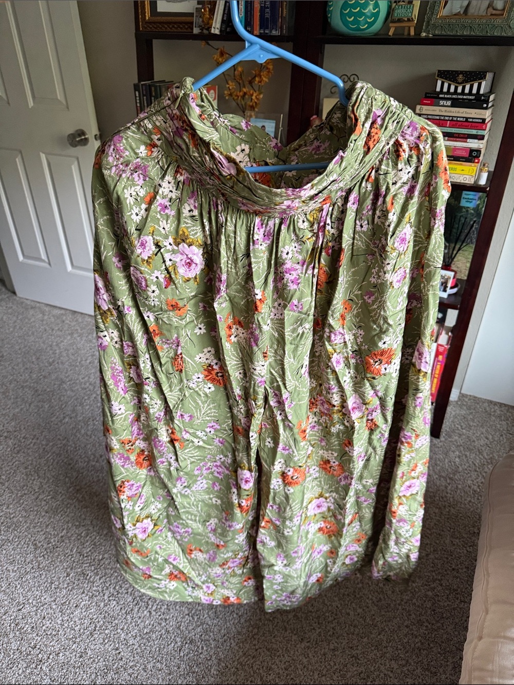 Anthropologie Olive Green Floral Wide-Leg Pants - Picture 5 of 8